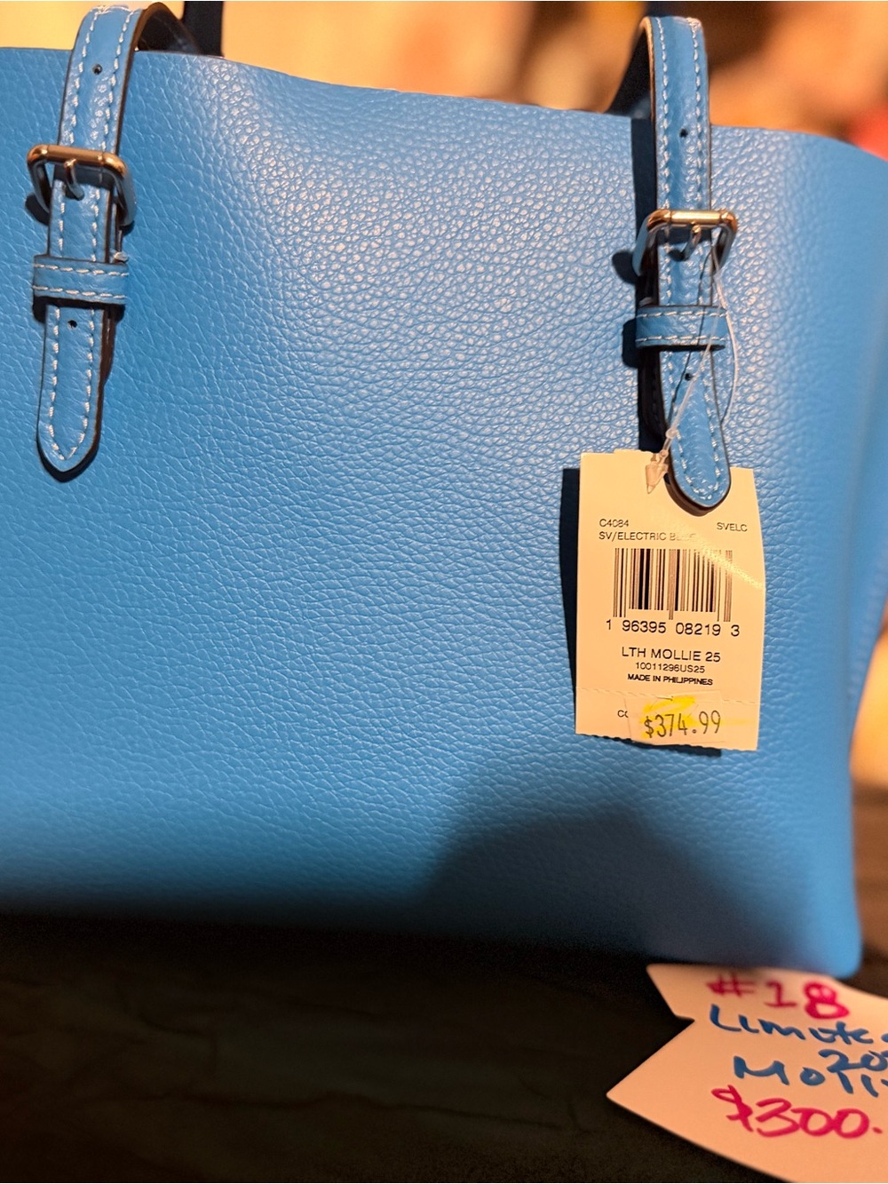 Coach Electric Blue Pebbled Leather Tote